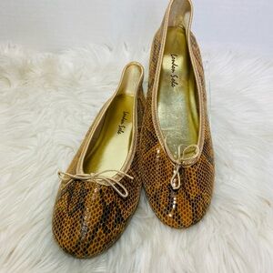 London Sole Brown Snake Print Flats